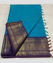 Sky Blue and Plum Purple kanchi cotton sarees with Kanchi Border design