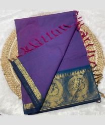 Purple and Turquoise kanchi cotton sarees with Kanchi Border design