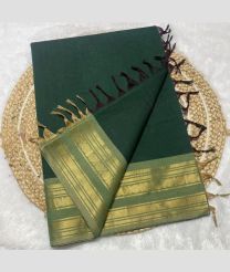 Pine Green and Fern Green kanchi cotton sarees with Kanchi Border design