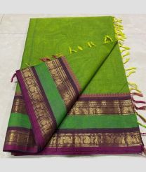 Parrot Green and Magenta kanchi cotton sarees with Kanchi Border design