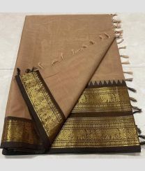 Brown and Chocolate kanchi cotton sarees with Kanchi Border design