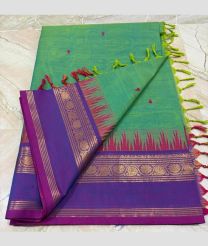 Aquamarine and Purple kanchi cotton sarees with Kanchi Border design