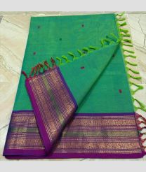 Aquamarine and Magenta kanchi cotton sarees with Kanchi Border design