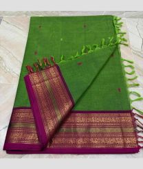 Green and Magenta kanchi cotton sarees with Kanchi Border design
