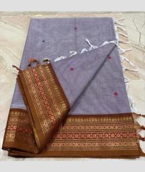 Lavender and Brown kanchi cotton sarees with Kanchi Border design