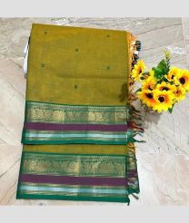 Mustard Yellow and Turquoise kanchi cotton sarees with Kanchi Border design