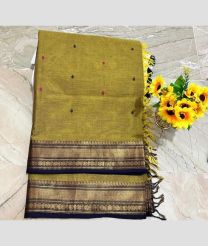 Mustard Yellow and Navy Blue kanchi cotton sarees with Kanchi Border design