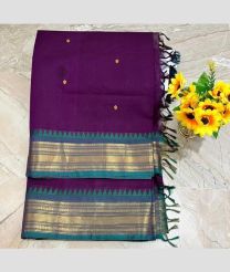 Magenta and Cyan kanchi cotton sarees with Kanchi Border design