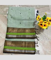 Fern Green and Parrot Green kanchi cotton sarees with Kanchi Border design