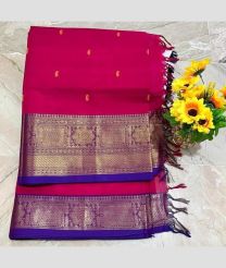 Pink and Royal Blue kanchi cotton sarees with Kanchi Border design