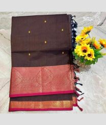Chocolate and Pink kanchi cotton sarees with Kanchi Border design
