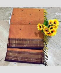 Peach and Plum Purple kanchi cotton sarees with Kanchi Border design