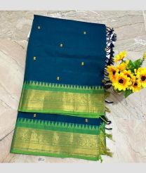 Blue and Parrot Green kanchi cotton sarees with Kanchi Border design