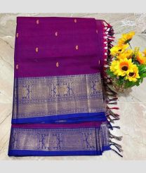 Magenta and Royal Blue kanchi cotton sarees with Kanchi Border design