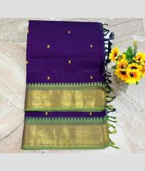 Purple and Fern Green kanchi cotton sarees with Kanchi Border design