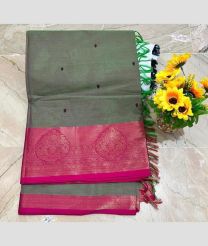 Fern Green and Pink kanchi cotton sarees with Kanchi Border design
