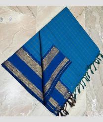 Lite Blue and Royal Blue kanchi cotton sarees with All over Checks design