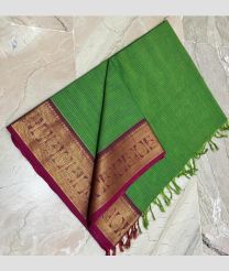 Green and Pink kanchi cotton sarees with All over Checks design