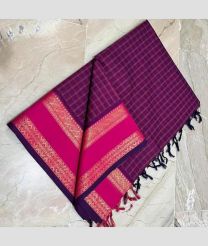 Magenta and Pink kanchi cotton sarees with All over Checks design
