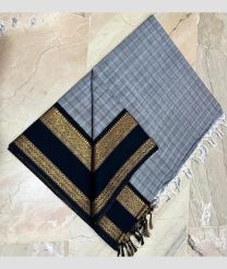 Grey and Black kanchi cotton sarees with All over Checks design