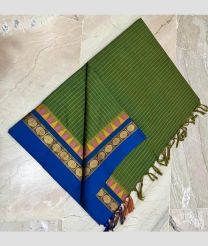 Green and Blue kanchi cotton sarees with All over Checks design