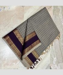 Grey and Dark Chocolate kanchi cotton sarees with All over Checks design