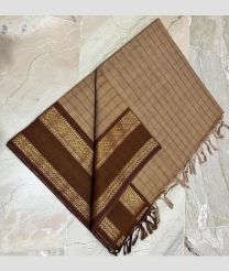 Lite Brown and Brown kanchi cotton sarees with All over Checks design