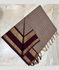 Sage and Chocolate kanchi cotton sarees with All over Checks design