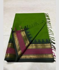 Green and Velvet Maroon kanchi cotton sarees with Kanchi Border design