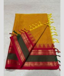 Yellow and Red kanchi cotton sarees with Kanchi Border design
