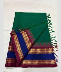 Elf Green and Magenta kanchi cotton sarees with Kanchi Border design