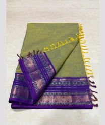 Fern Green and Purple kanchi cotton sarees with Kanchi Border design