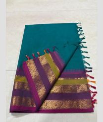 Turquoise and Magenta kanchi cotton sarees with Kanchi Border design