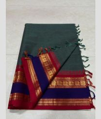 Blue Moss Green and Navy Blue kanchi cotton sarees with Kanchi Border design