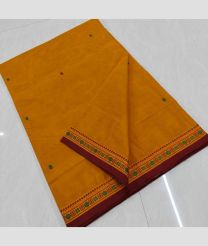 Mango Yellow and Maroon kanchi cotton sarees with All over Buttas design