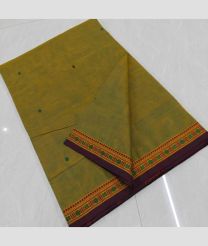 Lite Green and Chocolate kanchi cotton sarees with All over Buttas design