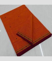 Orange and Maroon kanchi cotton sarees with All over Buttas design
