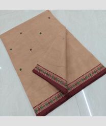 Cream and Maroon kanchi cotton sarees with All over Buttas design