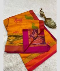 Mango Yellow and Magenta kanchi cotton sarees with All over Buttas design