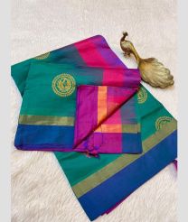Turquoise and Blue kanchi cotton sarees with All over Buttas design