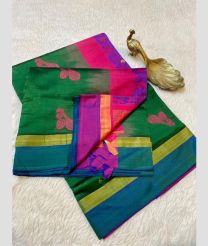 Spring Green and Blue ivy kanchi cotton sarees with All over Buttas design