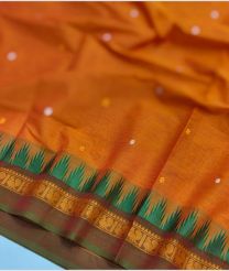 Orange Colour kanchi cotton sarees with All over design
