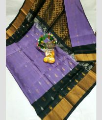 lilac and brown colour kanchi cotton sarees with Line Border design