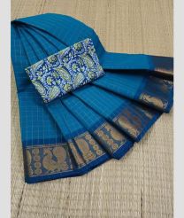 sky blue colour kanchi cotton sarees with Anchulatha Border design