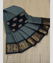 slate colour kanchi cotton sarees with Anchulatha Border design