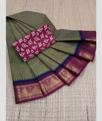 gray colour kanchi cotton sarees with Anchulatha Border design