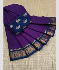 indigo colour kanchi cotton sarees with Anchulatha Border design