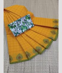 orange colour kanchi cotton sarees with Anchulatha Border design