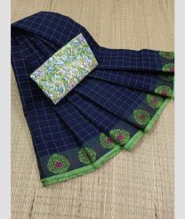 navy blue colour kanchi cotton sarees with Anchulatha Border design