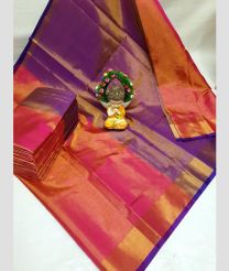 purple and magenta colour kanchi cotton sarees with All over design